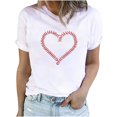 thumbnail image 1 of EQWLJWE Hauts d'Été pour Femmes Hauts pour Femmes Liquidation Mode Féminine Été Col Rond Loisirs Manches Courtes Imprimé Baseball, 1 of 5
