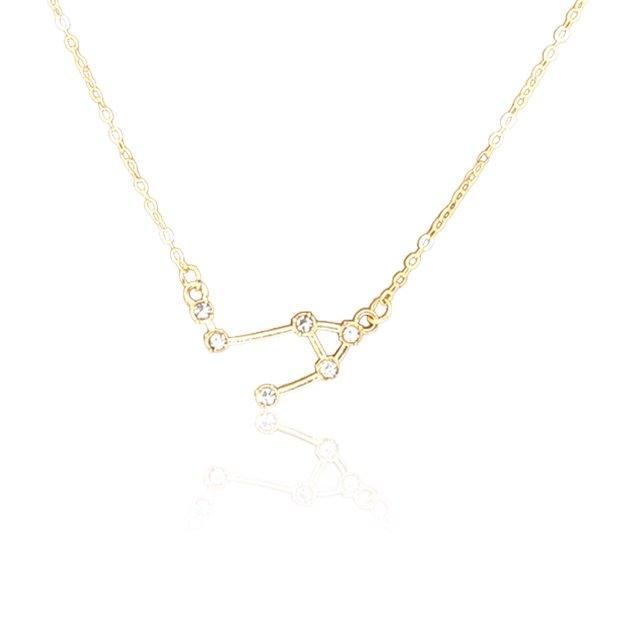 Ins Constellations Theme Friendship Necklace Rhinestone Comfortable Delicate with Display Card Pendant for Lover Festival Gifts Libra gold