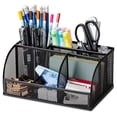 thumbnail image 1 of Deli Mesh Desktop Organizer Office Supplies, 7 Compartments, Black, 1 of 10