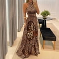 thumbnail image 2 of Leutsin Robe Maxi Grande Taille pour Femmes à Imprimé Tropical, Dos Nu à Col Licou, Aguichant, Sans Manches, de Plage, Grande Taille, 2 of 4