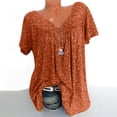 thumbnail image 1 of EGNMCR T-Shirts pour Femmes Femmes Grande Taille Manches Courtes Col en V Blouse à Imprimé Chandail Hauts Manches Courtes Blouses, 1 of 8