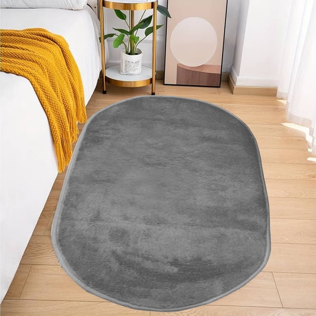 Under 10,Soft Bedroom Rugs, Shaggy Rugs for Bedroom, Oval Rugs, Bath Carpet, Living Room Runner Rug, Soft Comfortable, Water Absorption, Non-Slip, Thick Washable, | Nylon,Spandex, Gray-691 $BS$3