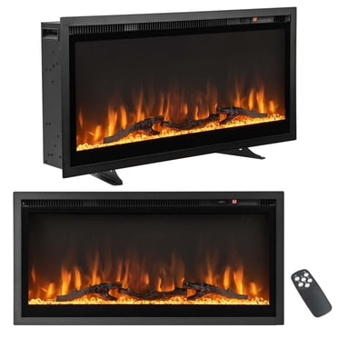 Costway 36" Electric Fireplace Recessed Wall Mounted Freestanding with Remote Control