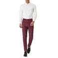 thumbnail image 2 of INSPIRE CHIC Men's Plaid Slim Fit Flat Front Dress Pants with Pockets 38 Burgundy, 2 of 7