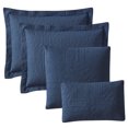 thumbnail image 3 of Clara Clark Home Quilt Set Bedspread - Ultra Soft Microfiber Embossed Grid Weave Pinsonic Lightweight - Quilted Comforter 5 Piece Bedding Set - 2 Pillow Shams, 2 Euro Shams - King, Navy Blue, 3 of 4