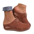 thumbnail image 3 of Women's Wide Width Wedge Sandals Slip On Backless Clogs Platform Non Slip Work Shoes Lightweight Dress Mules Brown Size7.5, 3 of 9