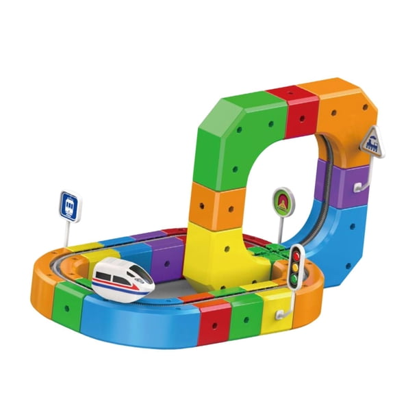BELOVING Ensemble de Train Électrique pour Jouets Vacances Bricolage Voitures Drôle Créatif Cadeau de Fête pour Enfants Garçons Filles Jeu de Construction Flexible 51 Pcs