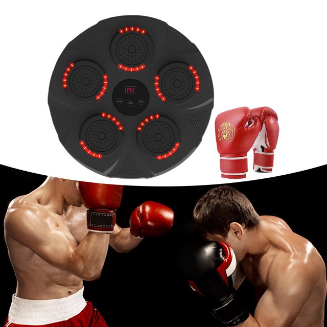 Machine d'Entraînement de Boxe Musicale, Cible Murale Électronique Intelligente, avec Lumières pour Enfants, Adultes, Maison, Intérieur, Gym Motif Gants Rouges