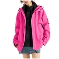 thumbnail image 2 of Women's Fashion Solid Color Long Sleeve Waterproof Rain Jacket with Zipper Pockets, Windbreaker Coat for Outdoor Use, Hooded Design for All-Weather Protection, 2 of 7