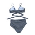 thumbnail image 4 of xiaxaixu Female Two-Piece Bathing Suit, Solid Color Spaghetti Strap Bikini Tops+ Leopard Print Bikini Panties, S/M/L/XL/XXL, 4 of 8