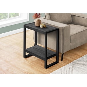 Monarch Specialties Accent Table, Side, End, Nightstand, Lamp, Living Room, Bedroom, Black Laminate, Black Metal, Industrial
