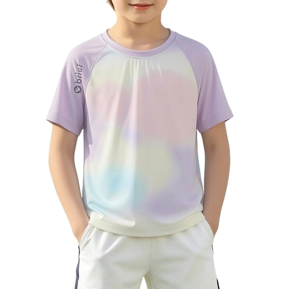 Boys Rash Guard Swim Shirt Boys' Quick Dry Short Sleeve Shirts Crew Neck Rash Guard Swim Tops Sun Protection Summer Tees