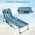 thumbnail image 2 of Costway Chaise Longue Pliante d'Extérieur à 4 Positions avec Ouverture pour le Visage et Repose-Pieds Réglable, Rayures Bleues, 2 of 9