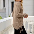 thumbnail image 4 of Jsaierl Womens Casual Side Drawstring Tops Solid Color Long Sleeve V Neck Blouses Ruched Hide Belly Workout Tunics Fall Winter Warm Soft Pullover, 4 of 4