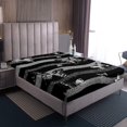 thumbnail image 4 of Erosebridal Black Grey Striped Bed Sheets Set Full Size, Butterfly Print Bedroom Set, 4pcs, 4 of 7