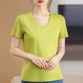 thumbnail image 2 of Timegard Womens Tops V Neck Short Sleeve Comfy Solid Color Basic Tee Casual Loose Workout Top Summer, 2 of 4