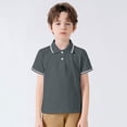 thumbnail image 2 of T-shirts Garçons Manches Courtes Décontracté Polo Uni Gris Foncé 5-6 Ans, 2 of 6