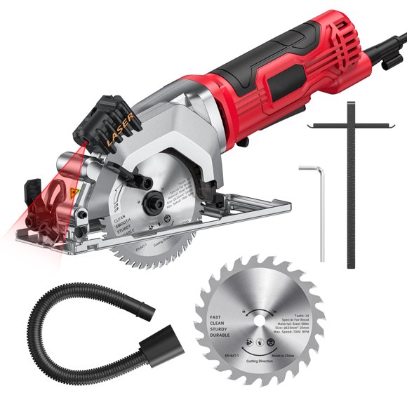 Riwcyla Mini Circular Saw 4.8 Amp 4,1/2 Inch Compact Circular Saw 3500RPM Electric Circular Saws with Cutting Guide for Wood Tile and Cuts