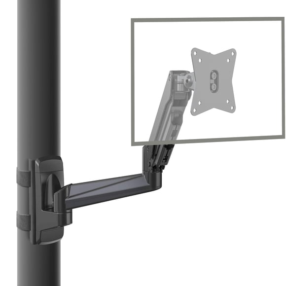 CondoMounts NO Drill Full Motion Pillar Monitor Mount | WorkBench Monitor Mount | Pallet Rack | GAS Spring Arm with VESA Plate | Holds 18lbs | Up to 32" Monitor | Black
