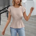 thumbnail image 2 of Zpanxa Women's Chiffon Blouse with Flutter Ruffle Sleeves and Fitted Waist, Solid Color Top, 2 of 4