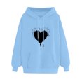 thumbnail image 1 of Pompotops Chandail Confortable pour Femmes Motif Cœur Imprimé Chandail à Capuche pour Femmes avec Poche et Cordon Liquidation, 1 of 4