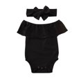 thumbnail image 1 of Combinaison pour Bébé Fille à Épaules Dénudées + Bandeau à Nœud, 1 of 10