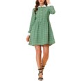 thumbnail image 2 of INSPIRE CHIC Robe-Chemise à Carreaux pour Femme à Manches Longues Boutonnée à Col Pointu m Vert, 2 of 5
