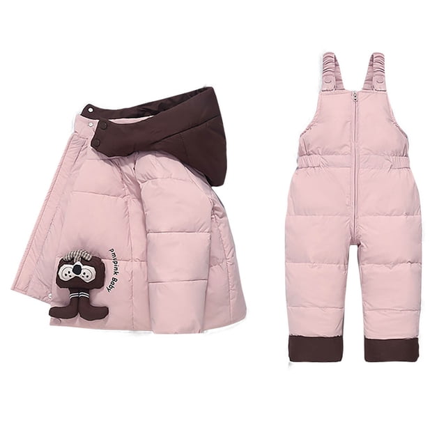 RXMEKW Insulated Down Jacket And Overalls Set For Toddlers Winter Ski Suit With Snap Crotch For Boys And Girls In Blue