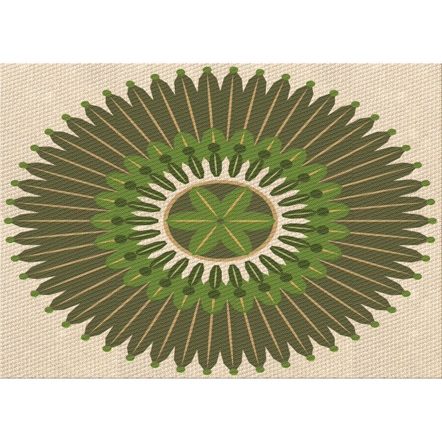 Ahgly Company Machine Washable Indoor Rectangle Transitional Ginger Brown Green Area Rugs, 8' x 10'