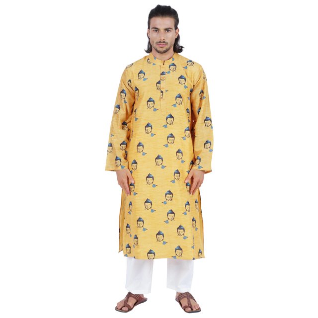 Atasi Kurta Traditionnel à Manches Longues pour Hommes Col Mandarin Tenue de Fête