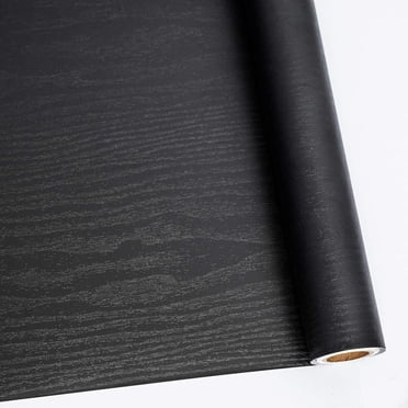 UMIGGEE Papier Peint en Bois Noir 15,74 Pouces x 393 Pouces Pelable et Autocollant Papier Peint Mural Décoratif à Grain de Bois Autocollant pour Surfaces de Meubles Armoire Décoration de la Maison (Couvre 42,9 Pi2)