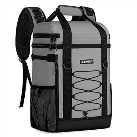 Zakeep Cooler Backpack 36 Cans Multifunctional Leakproof Cooler Backpack With Padded Top Handle Mesh Pocket For Camping Bbq (Gray)