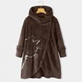 thumbnail image 3 of Women Printed Button Plush Tops Hooded Loose Cardigan Wool Coat Winter Jacket, 3 of 9
