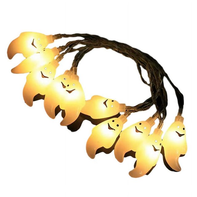 MesaSe 2 Meters 10LED Light Spooky LED Lights Horror Themes Adjustable Light Bat Ghost Pumpkin Shapes Halloween Decor