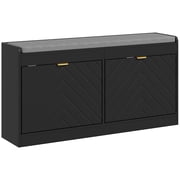 HOMCOM Shoe Bench with 2 Flip Drawers, Cushion, 8 Pairs for Entryway Black