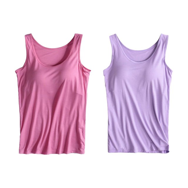 Camisole en Coton pour Femmes, Camisole Ajustable avec Soutien-Gorge Intégré, Tricot Extensible