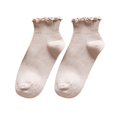 thumbnail image 1 of GDREDA Thermal Socks Women Edge Vertical Striped Boat Socks Fresh Socks Beige,One Size, 1 of 7