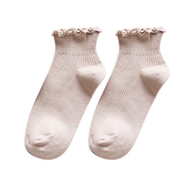 GDREDA Thermal Socks Women Edge Vertical Striped Boat Socks Fresh Socks Beige,One Size