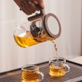 thumbnail image 4 of Pot Glass Teapot with Infuser 600ml Stainless Steel One Touch Tea Maker Clear Tea Kettle with Wood Handle for Home Office, 4 of 7