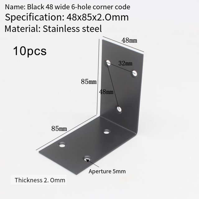 Support d'Angle Noir en Acier Inoxydable Support d'Angle Droit Pièce Noire