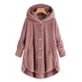 thumbnail image 2 of Womens Cardigan Plus Size Button Plush Tops Hooded Loose Cardigan Wool Coat Winter Jacket Navy Xl, 2 of 7