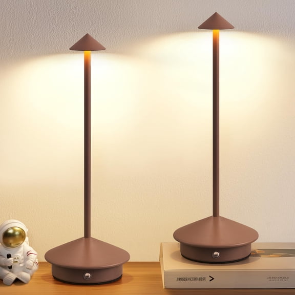 NEWSEE Modern Cordless Table Lamp Set of 2, Portable LED Desk Lamps, 5000mAh Rechargeable Battery Operated Lighting for Bedroom D