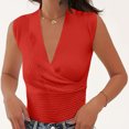 thumbnail image 1 of LSLJS Blouse Haut Uni à Manches Courtes à Col en V Confortable et Décontracté pour Femmes, Camisole Débardeur pour Femmes, 1 of 7