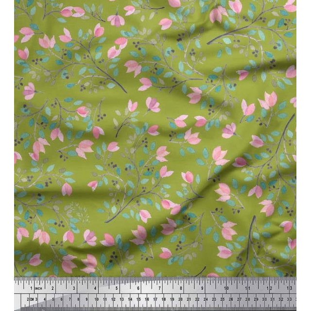 Soimoi Georgette Viscose FabricLeaves Print Sewing Fabric Yard 42 Inch Wide