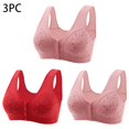 thumbnail image 2 of fheaev Summer Savings Clearance Front Closure Bras For Women Full Coverage Bra 3PC Women Middle-Aged And Elderly Printed Front Buckle Without Steel Ring Underwear Soft Large Size Underwear Bra, 2 of 6