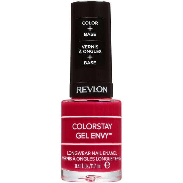 Revlon Colorstay Gel Envy Vernis à Ongles Longue Tenue en Rouge Vif avec Couche de base Intégrée, Bouteille de 0,4 fl oz (11,7 ml) avec Capuchon Noir et Texte Blanc, Conçu pour un Vernis Gel Longue Tenue et une Brillance Brillante, Convient Aussi à la Superposition d'Art des Ongles.