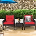 thumbnail image 3 of Patiojoy Ensemble de Conversation en Rotin Osier pour Patio Extérieur 3 Pcs avec Coussins Rouges, 3 of 8