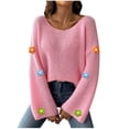 thumbnail image 1 of Pisexur Chandails pour Femmes Chandails à Manches Longues à Col Rond Chandail Tricoté Uni pour Femmes Chandails Décontractés Amples d'Automne Hauts Blouse Tendance Chandails à Imprimé Floral pour Femmes, 1 of 4