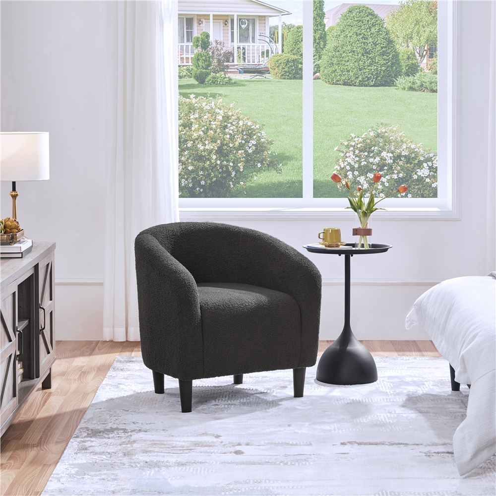 FullFurnique Fauteuil en Tissu Bouclette avec Dossier et Accoudoirs
