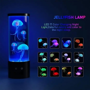 Lampe Méduse, Lumière d'Ambiance à Changement de Couleur avec Méduse Flottante Réaliste, Veilleuse Alimentée par USB/pile pour la Décoration de la Maison, Cadeau pour Adultes, 9.05x3.54x3.54 Po